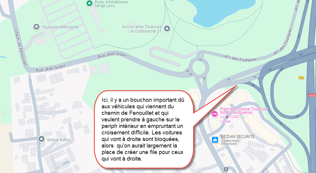 Image média: Le chemin de Fenouillet est une alternative parallèle à la M820 pour l'accès rocade