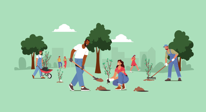 Image média: Plantations participatives de 5000 arbres sur la Base verte des Argoulets